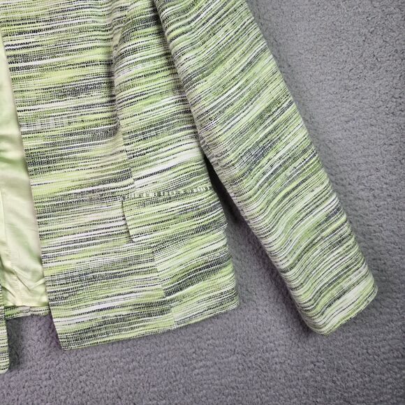 Kasper Blazer 12 Green Open Front Striped Lined Career Modern Textured Colorful - Picture 5 of 13